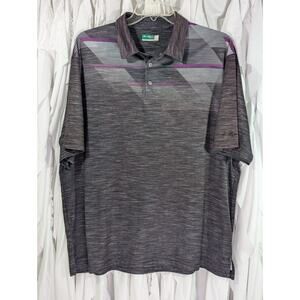 Ben Hogan Performance Polo 2XL Purple Gray Striped Moisture Wicking